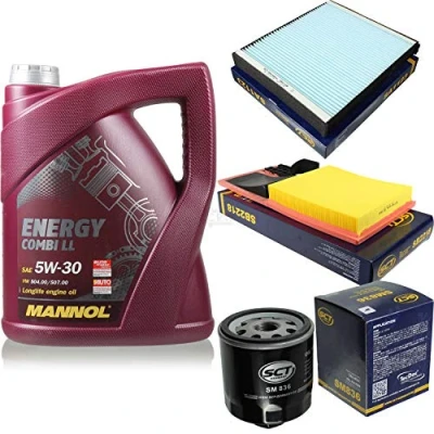Abbildung von QR PARTS 69123691 Filter Set Inspektionspaket 5 Liter MANNOL Motoröl Energy Combi LL 5W 30 API SN/CF SCT Germany Innenraumfilter Luftfilter Ölfilter