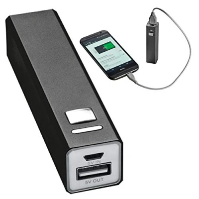 Abbildung von Powerbank aus Aluminium 2.200 mAh / Farbe: schwarz