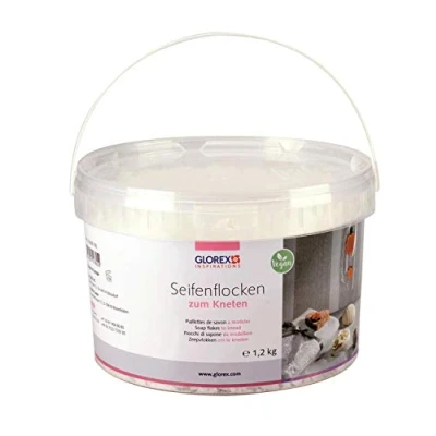 Abbildung von Glorex 6 1600 182 SoapFix Seifenflocken zum Kneten weiß, 1200 g Eimer, fein geraspelte Seifenstreusel zur Herstellung eigener Seifeng, 100 % vegan
