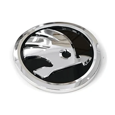 Abbildung von Skoda 658853621FOD Zeichen vorn Emblem Logo Plakette Motorhaube, schwarz/Chrom, Silber