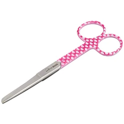 Abbildung von Gima Gerade Schere für Krankenpfleger, spitze/stumpfe, aus rostfreiem Stahl, Herzen Fantasie, seidenglänzend und pulverbeschichtet, Länge 14 cm, zum professionellen Gebrauch