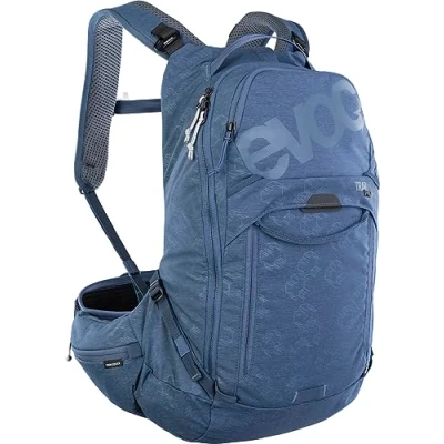 Abbildung von EVOC TRAIL PRO 16l Protektor Rucksack für Tagestouren &amp; Trailriding, Fahrradrucksack (Backpack mit LITESHIELD PLUS Rückenprotektor, extra leicht, 3l Trinkblasenfach, Größe: S/M), Denim
