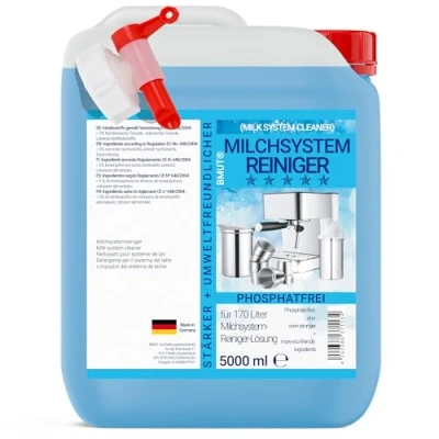 Abbildung von 5 Liter Milchsystemreiniger Kanister Konzentrat für Kaffeevollautomat + Ausgießer Milchschaumreiniger Milchreiniger Universal alle Hersteller