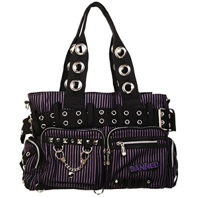 Abbildung von Banned Schultertasche Sweet Revenge Lila Gothic Nieten, Verstellbarer Schultergurt