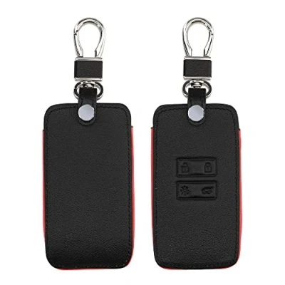 Abbildung von kwmobile Autoschlüssel Kunstleder Hülle kompatibel mit Renault 4 Tasten Smartkey (nur Keyless Go) Schlüsselhülle in Schwarz matt Rot