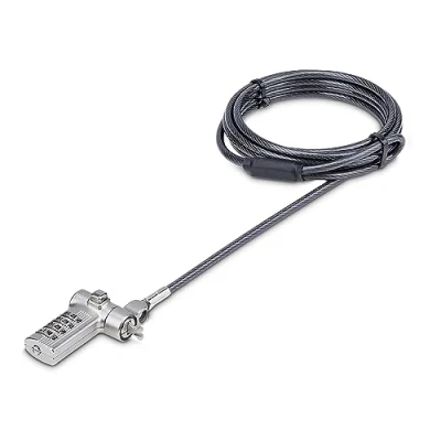Abbildung von StarTech.com Universal 3 in 1 Laptopschloss 2m mit Zahlenschloss, Kabelschloss für Noble Wedge/Nano/K Slot Laptops, Kombinationsschloss, LAPTOP Diebstahlschutz Sicherheitsschloss (UNIVC4D LOCK)