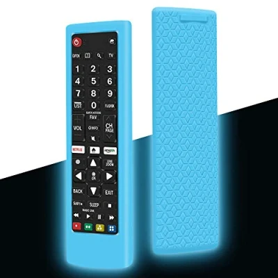 Abbildung von Silikon Hülle Schutzhülle für LG Fernbedienung TV AKB75095308 AKB75095307 AKB73715601 Fernbedienungen Remote Control Cover Case Anti Rutsch Stoßfest Silikonhülle (Glow Blue)