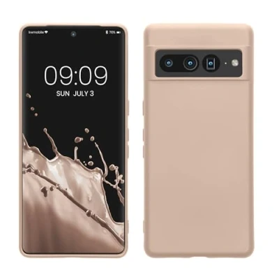 Abbildung von kwmobile Hülle kompatibel mit Google Pixel 7 Pro gummierte TPU Silikon Handyhülle Schutzhülle für kabelloses Laden Case in Coconut Swirl