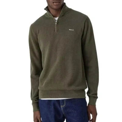 Abbildung von GANT Herren Cotton Pique Halfzip Pullover, Juniper Green, XL EU