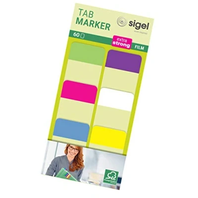 Abbildung von SIGEL HN203 Tab Marker, extra starke Haftmarker, 25 x 38 mm, 60 Streifen