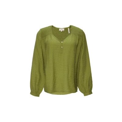 Abbildung von s.Oliver MET Gesmokte Details Bluse, Damen, Größe: 44, Guacamole