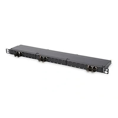 Abbildung von DIGITUS Patchpanel 19 Zoll Cat 6A 24 Port RJ45 Geschirmt LSA Patch Feld Rack Montage 0.5HE Schwarz