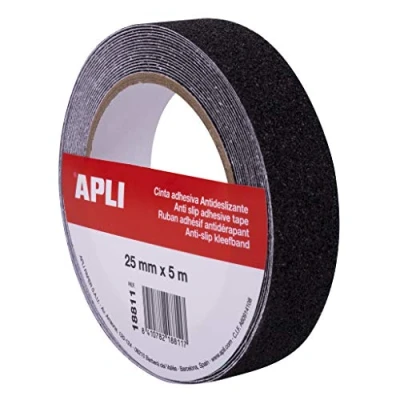 Abbildung von APLI 18811 Anti Rutsch Klebeband, 25 mm x 5 m, robust, PVC, Schwarz