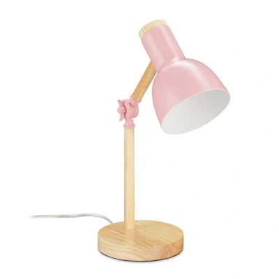Abbildung von relaxdays Schreibtischlampe Holz verstellbar, Rosa