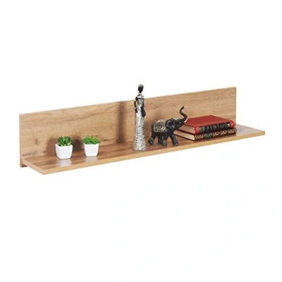Abbildung von RICOO Wandregal 98 x 19 Braun Eiche Wotan, Spanplatte aus Holz, Hängereral WM052 EW, Regal Wand, Bücherregal Bilderregal Fotoregal Küchenregal Hängend Wandboard Regalbrett Schweberegal
