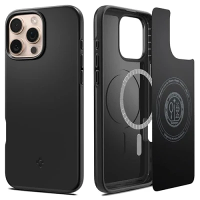 Abbildung von Spigen Thin Fit MagFit Hülle für iPhone 16 Pro Max, Kompatibel mit MagSafe Zubehör Schwarz