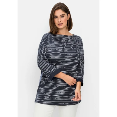 Abbildung von Sheego Langarmshirt, Damen, Größe: 40/42, Nachtblau gemustert