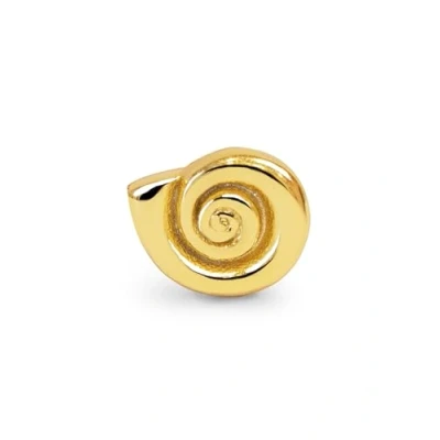 Abbildung von SINGULARU Einzelner Ohrring Coast aus 18kt vergoldetem Sterling Silber Ohrringe mit Muschelmotiv und Schmetterlingsverschluss Damenschmuck