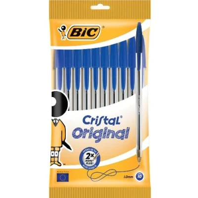 Abbildung von BIC Kugelschreiber Set Cristal Original, in Blau, Strichstärke 1 mm, 10er Pack, Ideal für das Büro, Home Office oder die Schule