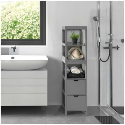 Abbildung von osoltus Badregal Badschrank Hochschrank Hampton 144cm GRAU