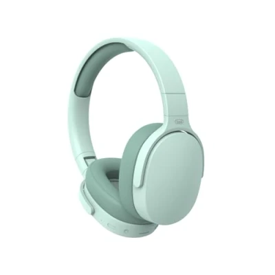 Abbildung von Trevi DJ 12E45 BT Kopfhörer Hi Fi Bluetooth mit MP3 Player von Micro SD Karte, AUX IN, Direkttaste für Telefongespräche, eingebautes Mikrofon, wiederaufladbarer Akku Typ C, Grün