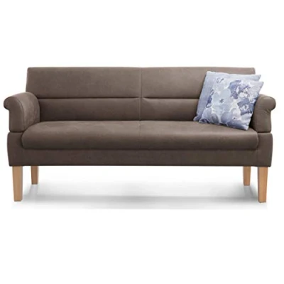 Abbildung von Cavadore 3 Sitzer Sofa Kira mit Federkern / Sitzbank für Küche, Esszimmer Inkl. Armteilfunktion 189 x 94 81 Kunstleder hellbraun