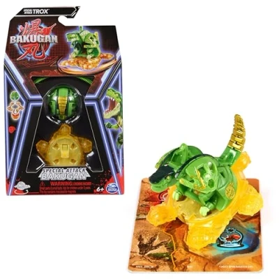 Abbildung von Bakugan, Special Attack Trox, spinnendes Sammlerstück, individualisierbare Actionfigur und Sammelkarten, Kinderspielzeug für Jungen Mädchen