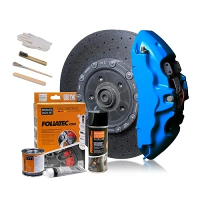 Abbildung von Foliatec Bremssattel Lack Set, Hitzebeständig, Komplettsatz für 4 Bremssättel, GT Blue, 7 teiliges Set