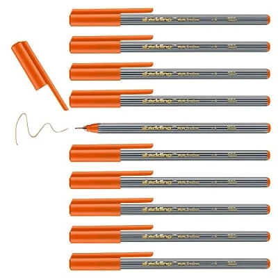 Abbildung von edding 55 Fineliner orange 10 Stifte 0,3 mm Spitze Farbstift zum Schreiben, Malen, Unterstreichen, Illustrieren für Kinder und Erwachsene, Schule, Homeoffice, Büro