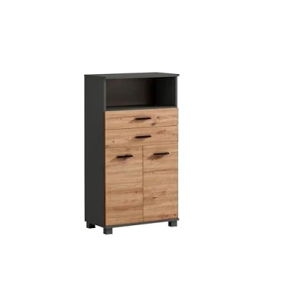 Abbildung von Schildmeyer Midischrank Palermo, Made in Germany Breite 60 cm, verstellbarer Einlegeboden, Metallgriffe, 2 Schubkästen