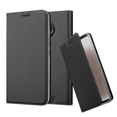 Abbildung von Cadorabo Hülle kompatibel mit Motorola Moto X4 aus Premium Kunst Leder Flip Klappbare Stoßfeste Magnetische [Standfunktion] [Kartenfächern] Cover für Tasche in Schwarz