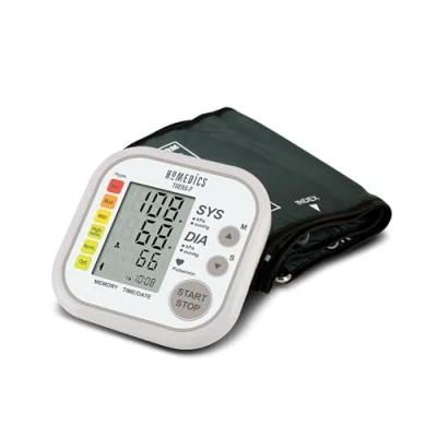 Abbildung von HoMedics TheraP Automatisches Oberarm Blutdruckmessgerät für digitale Blutdruckmessung und Pulsfrequenzmessung, mit 60 Speichern, Warnfunktion Erkennung von unregelmäßigem Herzschlag