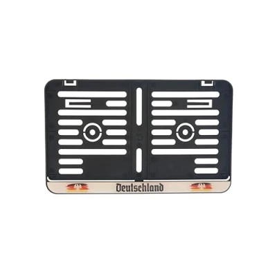 Abbildung von 1x Kennzeichenhalter 240 x 130 mm (Mit 3D Gel Aufkleber mit Deutschland Flagge) für Kennzeichen im Format Passt Roller Moped Traktor Anhänger Motorrad Hänger