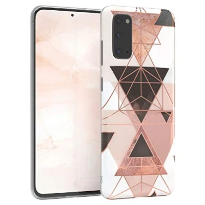 Abbildung von EAZY CASE Handyhülle Silikon mit Kameraschutz kompatibel Samsung Galaxy S20, im Geometrie Design, Motiv Hülle, Ultra dünn, Slimcover, Silikonhülle, Backcover, Rosa Braun