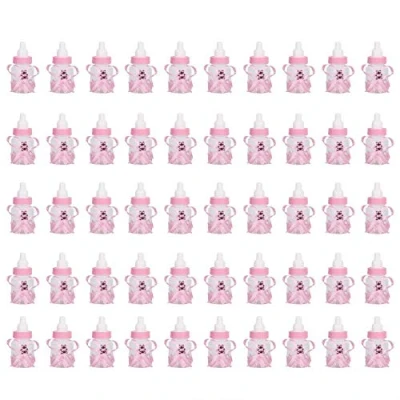 Abbildung von Babyflasche,50Pcs Candy Babyflasche Kunststoff Bottle Befüllbare Gefälligkeiten Flasche,Für Geschenke Dekorationen(Rosa)