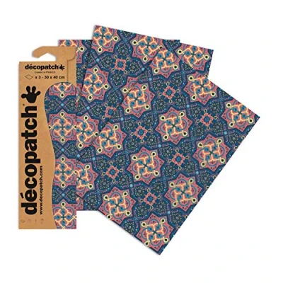 Abbildung von Decopatch Papier No. 705 (blau pink Oriental, 395 x 298 mm) 3er Pack