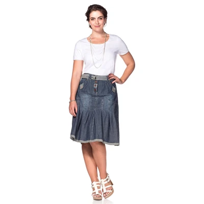 Abbildung von sheego by Joe Browns Jeansrock &quot;Große Größen&quot;, Saumabschluss hell abgesetzt
