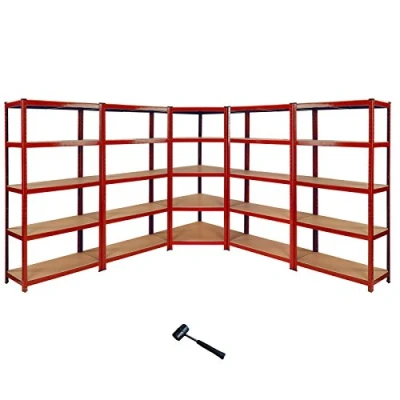 Abbildung von Monster Racking Sparangebot 1 x rotes Z Rax Eckregal &amp; 4 rote Schwerlastregale Garagenregal Werkstattregal Stahlregal Industrieregal Kellerregal Steckregal Lagerregal schraubenlos 5er Set