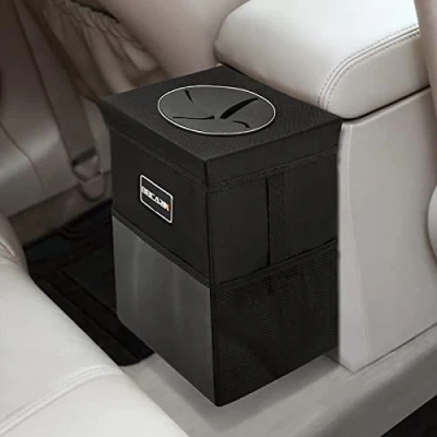 Abbildung von Beicarin Polyester Auto Mülleimer mit Deckel Müllsack Aufbewahrungstaschen Auslaufsicherer Organizer Zusammenklappbarer und tragbarer wasserdichter Mehrzweck für Autos