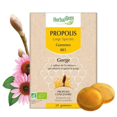 Abbildung von HerbalGem Propolis Breitspektrum Radiergummis Bio 24