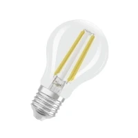 Abbildung von OSRAM Energy Class LED Lampe in klassischer Kolbenform, 2.2 W / 470 lm, EEK A, kaltweißes Licht (4000 K), CRI 80, aus klarfarbenem bleifreiem Glas, E27 Sockel, IP20, 60 mm Durchmesser.