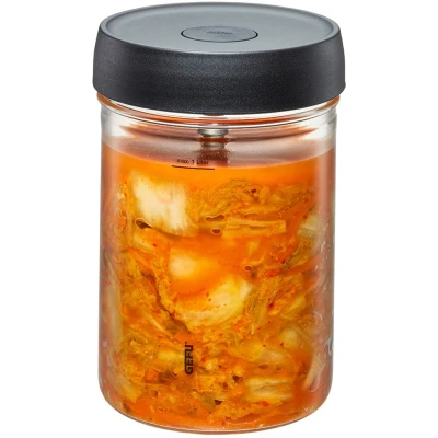 Abbildung von GEFU Fermentationsglas &quot;NATIVO&quot;, (Set, 3 tlg., Glasbehälter, Deckel mit Ventil, Beschwerungsgewicht), Innovatives Ferment Vent System für optimalen Gärprozess.