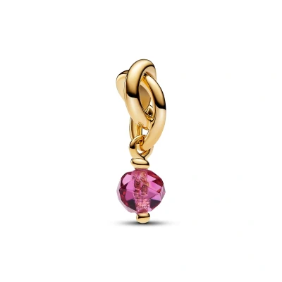 Abbildung von PANDORA Moments Facettierter rosafarbener Ewigkeitskreis Charm Anhänger aus Sterling Silber mit vergoldeter Metalllegierung und Kristall, Kompatibel Armbänder, 763462C10