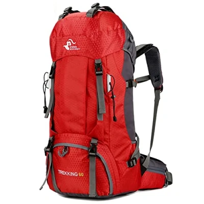 Abbildung von Bseash 60L Wasserdichter leichter Wanderrucksack mit Regenschutz, Outdoor Sport Tagesrucksack Multifunktions Reisetasche für Klettern Camping Reisen (Lila)