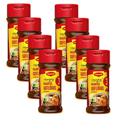 Abbildung von MAGGI Würzmischung 3, für pikantes Geflügel, süß Paprika Gewürz, Brathähnchen oder Putengeschnetzeltes, 8er Pack (8 x 65g)