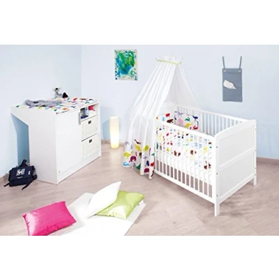 Abbildung von PINOLINO Babyzimmer Sparset Viktoria, Kinderbett und Wickelkommode, weiß