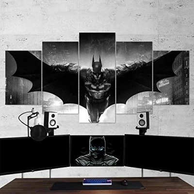 Abbildung von Gmoope Wandbild Leinwand Batman 09 Dark Hero Spiele 5 Teilig Bilder Wohnzimmer Wohnung Deko Stück Kunstdruck Modern Wandbilder XXL Format Wanddekoration Design Wand Bild