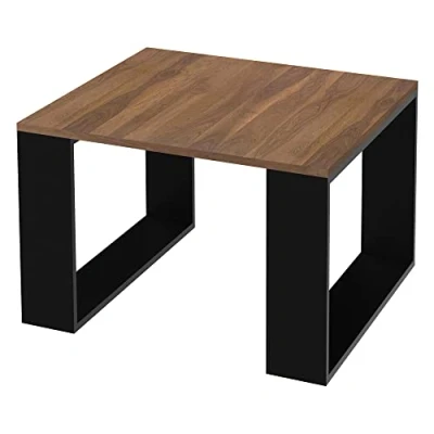 Abbildung von ML DESIGN Couchtisch Wohnzimmertisch mit laminierter Oberfläche kratzfest aus Metall &amp; Holz, Beistelltisch Schwarz/Walnuss Kaffeetisch Quadratischer 65x65x40cm