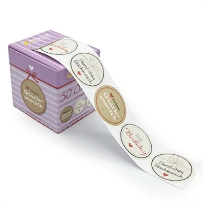 Abbildung von AVERY Zweckform 56814 Geschenkaufkleber Herzlichen Glückwunsch 50 Stück (Ø38mm, Geschenketiketten Geburtstag, Happy Birthday, Karten, Einladung, Deko, Gutschein, Geschenkpapier) Sticker auf Rolle
