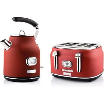 Abbildung von Black Friday: Westinghouse Retro Wasserkocher + Toaster mit 4 Schlitzen Rot